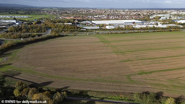 Pictured: The site the new service station is set to be built on, with Bridgwater services in the background