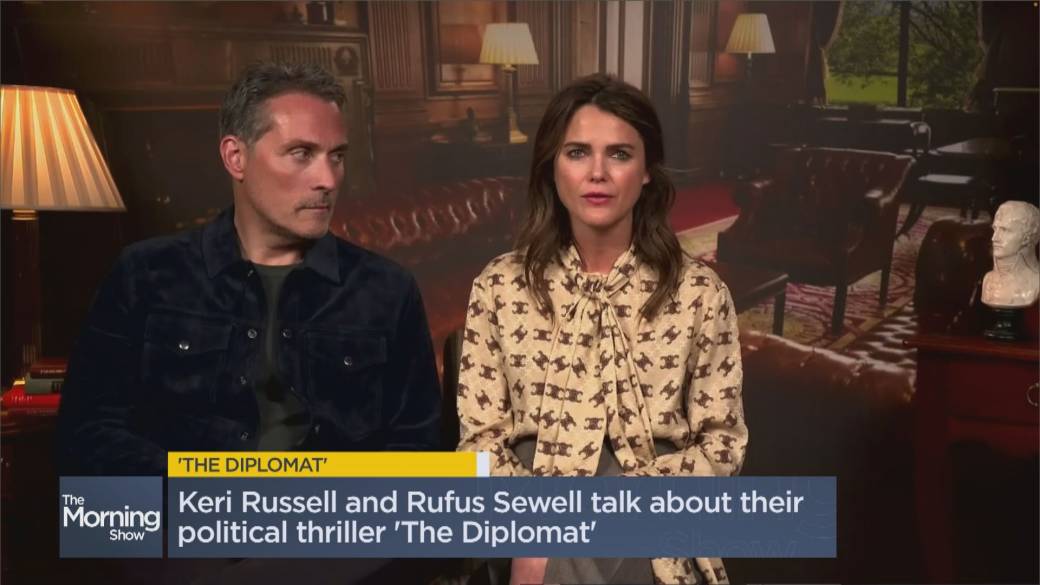 Click to play video: 'Keri Russell & Rufus Sewell on their new political thriller ‘The Diplomat’'