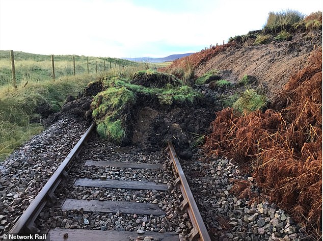 A landslip closed the Far North rail line in Scotland between Helmsdale and Brora this morning