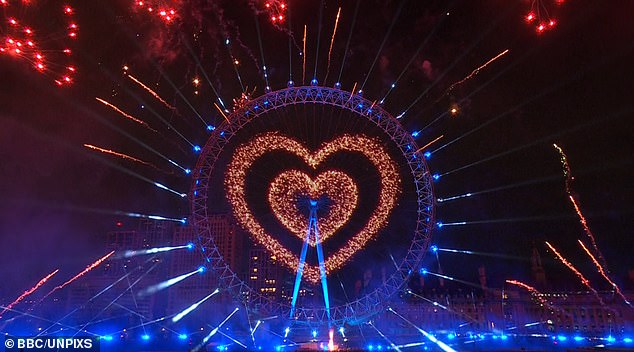 Another projection onto the London Eye was a double heart