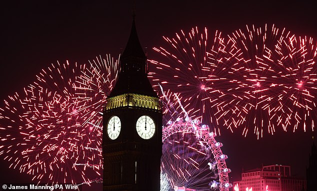 LONDON: Fireworks light up the sky over Elizabeth Tower, also known as Big Ben, and the London Eye in central London during the New Year celebrations