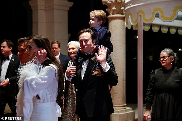 DOGE co-chair and 'First Buddy' Elon Musk alongside son X and mother Maye