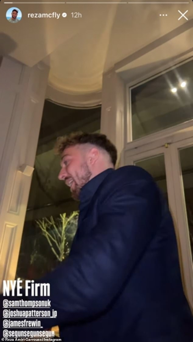 The former E4 star was filmed taking shots and celebrating the New Year with a group of friends at Kensington Roof Gardens