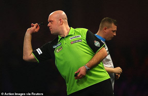 Darts - 2025 PDC World Darts Championship - Alexandra Palace, London, Britain - January 2, 2025 Michael van Gerwen in action during his semi final match against Chris Dobey Action Images via Reuters/Andrew Boyers