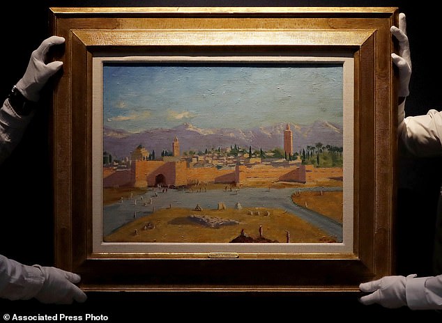 Angelina sold a Winston Churchill painting titled Tower of the Koutoubia Mosque (pictured here), which was gifted to her by Brad, for $11.5 million at a Christie's auction in London in 2021