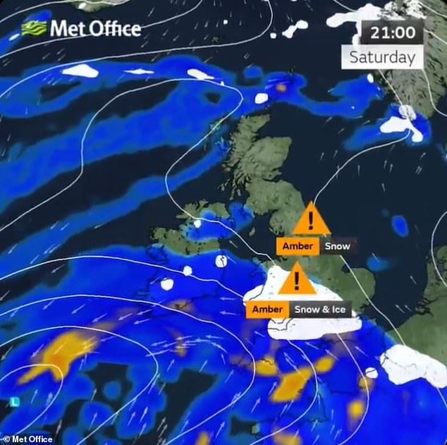 Two new amber weather warnings will come into effect from 6pm tonight, with warnings of snow and freezing rain across Wales and the Midlands