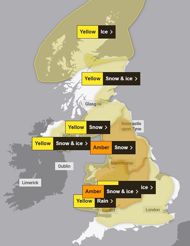 On Sunday, the forecaster is predicting even more snow, with an extra yellow snow warning in place