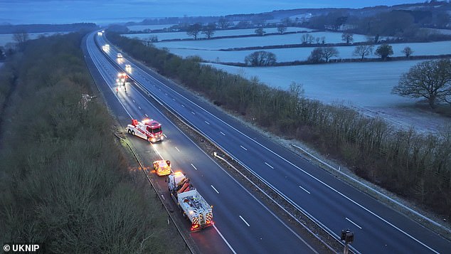 Emergency services were called to the scene at around 4am, where the lorry had veered off the road