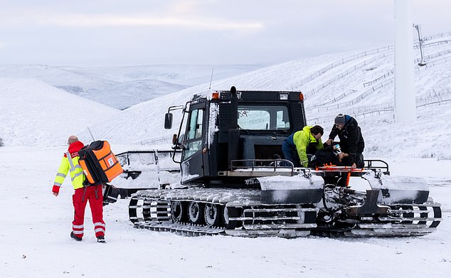 Medics on the scene in Lecht Ski Centre, Aberdeenshire, Scotland