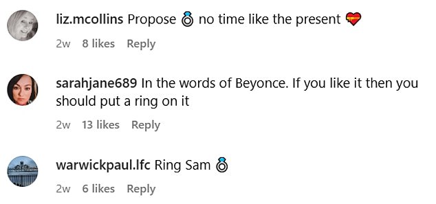 Fans quoted Beyonce's hit song Single Ladies, writing: 'In the words of Beyonce, If you like it then you should put a ring on it'