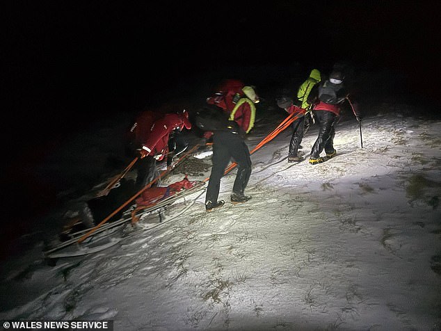 Two of the walkers were walked off the hill whilst the other casualty was stretchered off to an ambulance