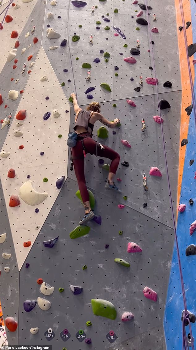 But now clean and sober, Jackson is enjoying healthy activities like rock wall climbing