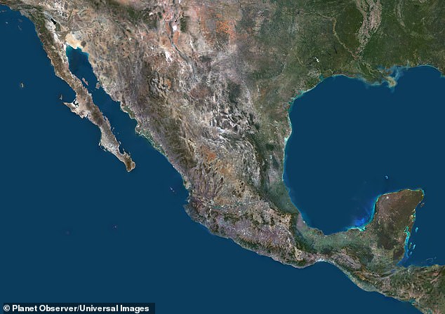 Trump added he wants to change the name of the Gulf of Mexico (sea on the right) to the 'Gulf of America'. He added it was a 'beautiful name'