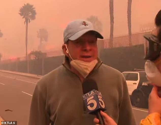 Guttenberg told KTLA, 'I have friends up there and they can't evacuate ... I´m walking up there as far as I can moving cars'