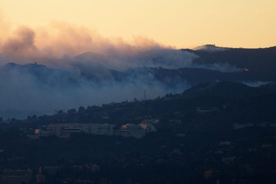 The Getty Center Museum shrouded in smoke from fires.