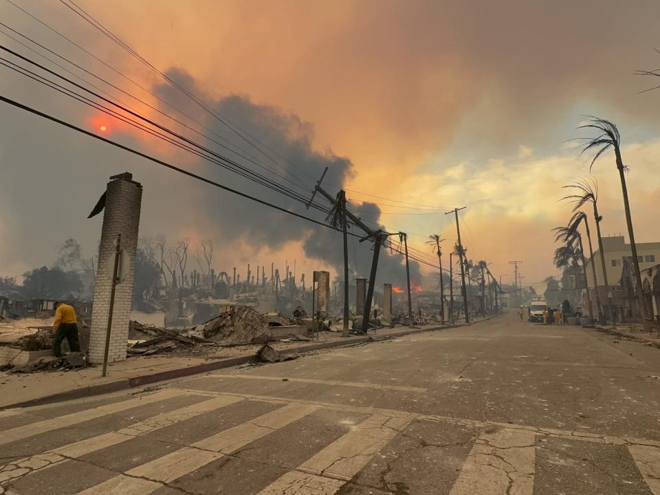 Sunset Boulevard damaged by wildfires.