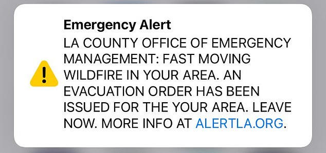 The sequence of alerts David received on his mobile phone about the status of the wildfires