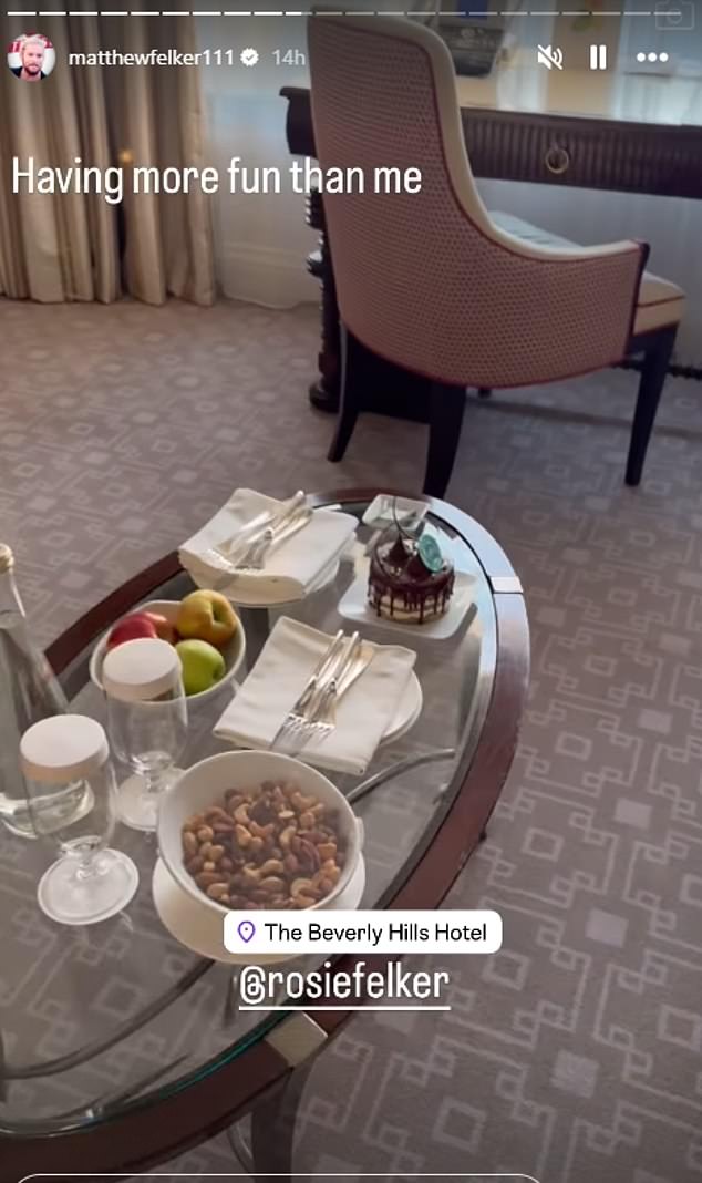 Another person shares a meal they are eating at the Beverly Hills Hotel