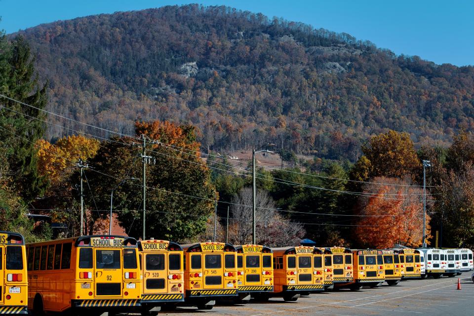 School buses at Reynolds High School, October 29, 2024.