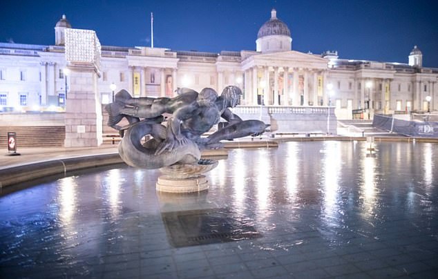 LONDON: Sub-zero temperatures have iced parts of the country, including London where even the fountain in Trafalgar Square (pictured) has been frozen solid