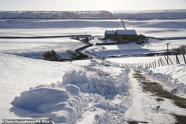 DURHAM: Snow blankets the fields in Bows near Durham on Friday