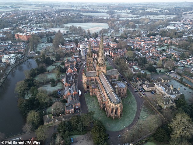 STAFFODSHIRE: Wintry scenes surrounding Lichfield Cathedral yesterday morning