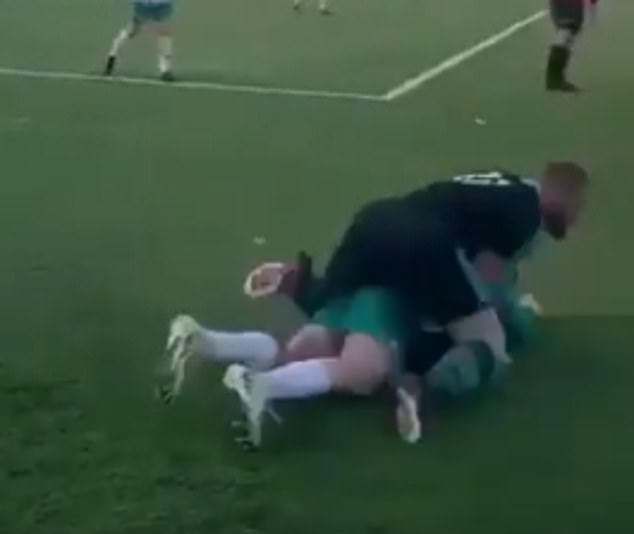 The 36-year-old, who was representing Black Forge FC, followed up with a crunching tackle