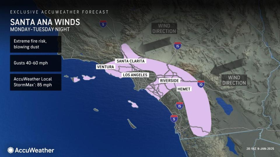 AccuWeather predicts wind gusts of 40-60 mph starting Monday through Tuesday night (AccuWeather)