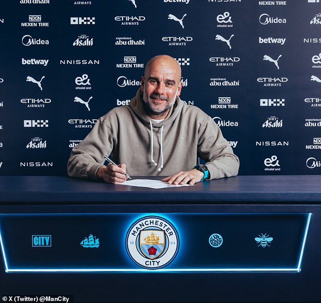 Pep Guardiola agreed a two-year contract extension at Manchester City until 2027. he had been expected to move on