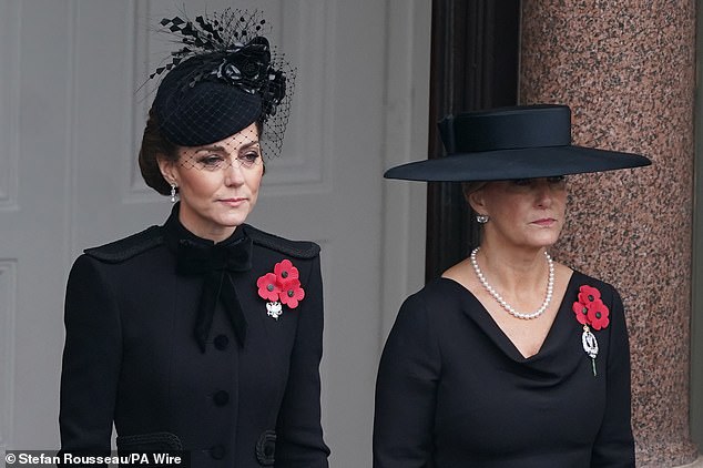 November 10, 2024 -- Kate and Sophie at the Remembrance Sunday service at the Cenotaph