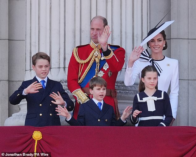 June 15, 2024 -- William and Kate at Trooping the Colour on the Buckingham Palace balcony