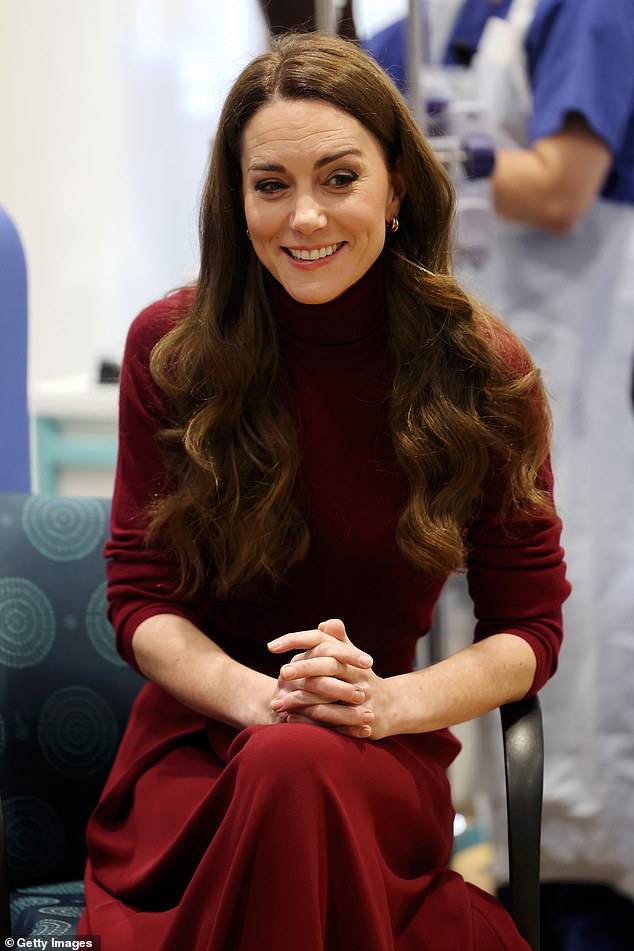 Kate meets with patients to show her support during her trip to the Royal Marsden this morning