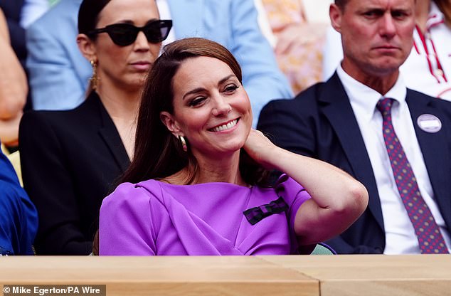 July 14, 2024 -- The Princess in the royal box on day 14 of the Wimbledon Championships