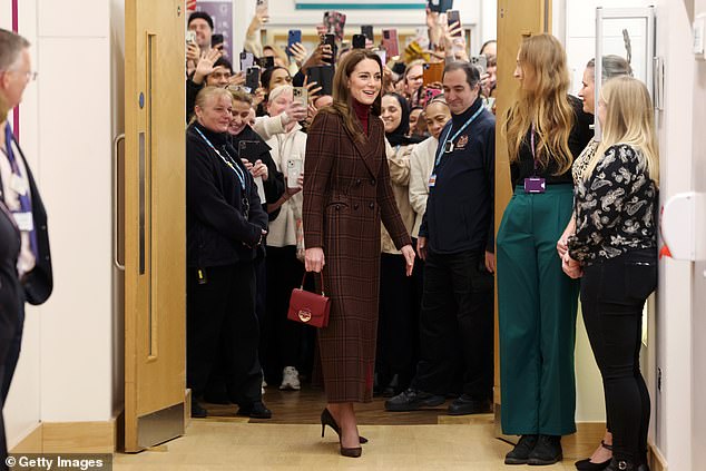 The Princess of Wales during her visit to the Royal Marsden Hospital in London this morning