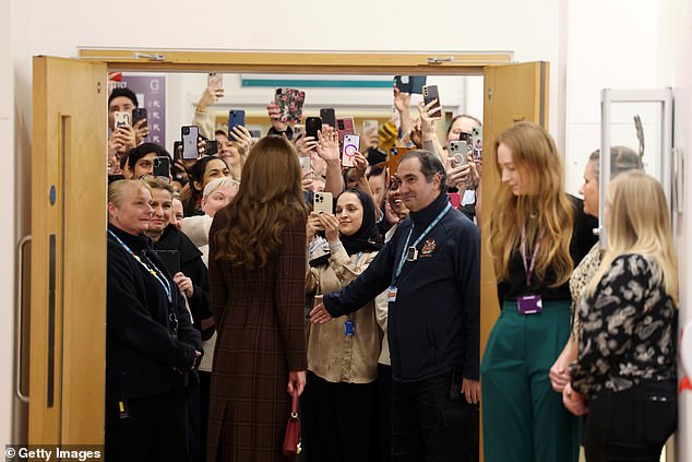 The Princess of Wales during her visit to the Royal Marsden Hospital in London this morning