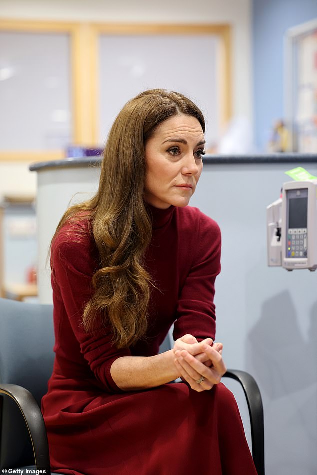 The Princess of Wales during her visit to the Royal Marsden Hospital in London this morning