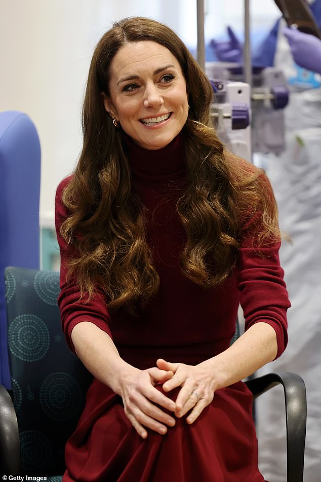 The Princess of Wales during a visit to the Royal Marsden Hospital in London this morning