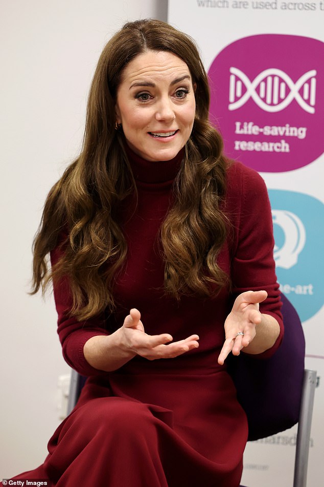 The Princess of Wales during her visit to the Royal Marsden Hospital in London this morning