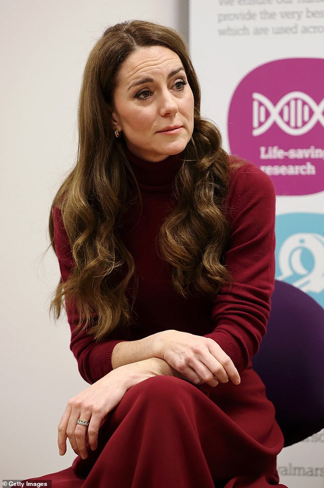 The Princess of Wales during her visit to the Royal Marsden Hospital in London this morning