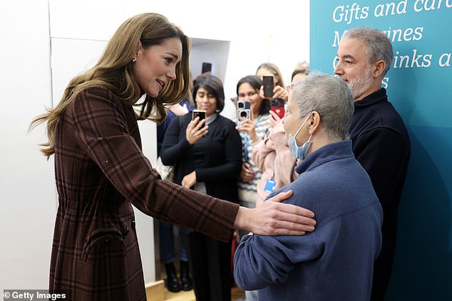 The Princess of Wales talks with patient Rebecca Mendelhson at the Royal Marsden Hospital