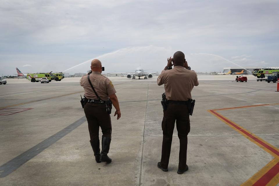 Upon landing, Williams and Shasholka were questioned by officers with the Miami-Dade PD, leaving the pair “humiliated,” their complaint states (Getty Images)