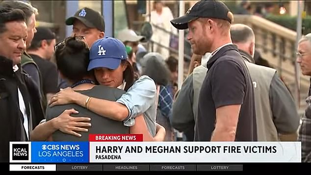 Harry and Meghan were labelled 'disaster tourists' after travelling 90 miles from their home where they were captured on camera as they met victims of the LA fires