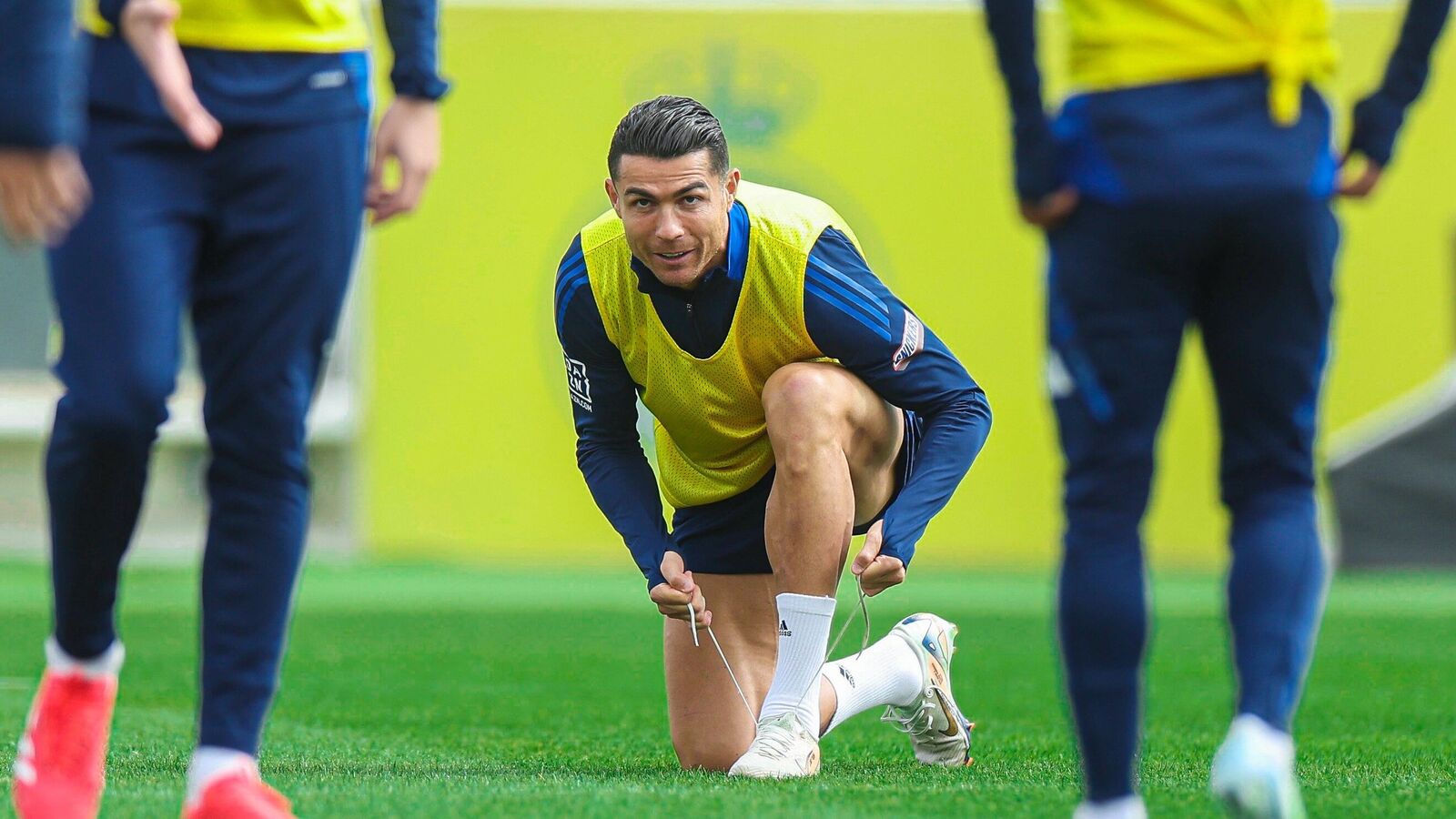 Cristiano Ronaldo looks focussed during training ahead of Al Nassr vs Al Akhdoud clash in Saudi Pro League 2024-25.  