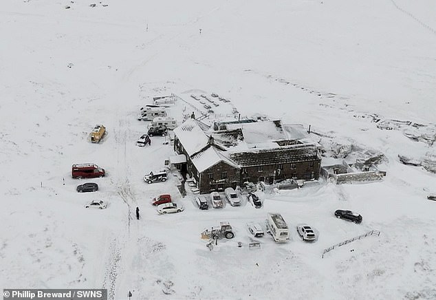 Heavy snow blanketed the Tan Hill Inn in Richmond, leaving 23 visitors and six staff trapped inside for six days