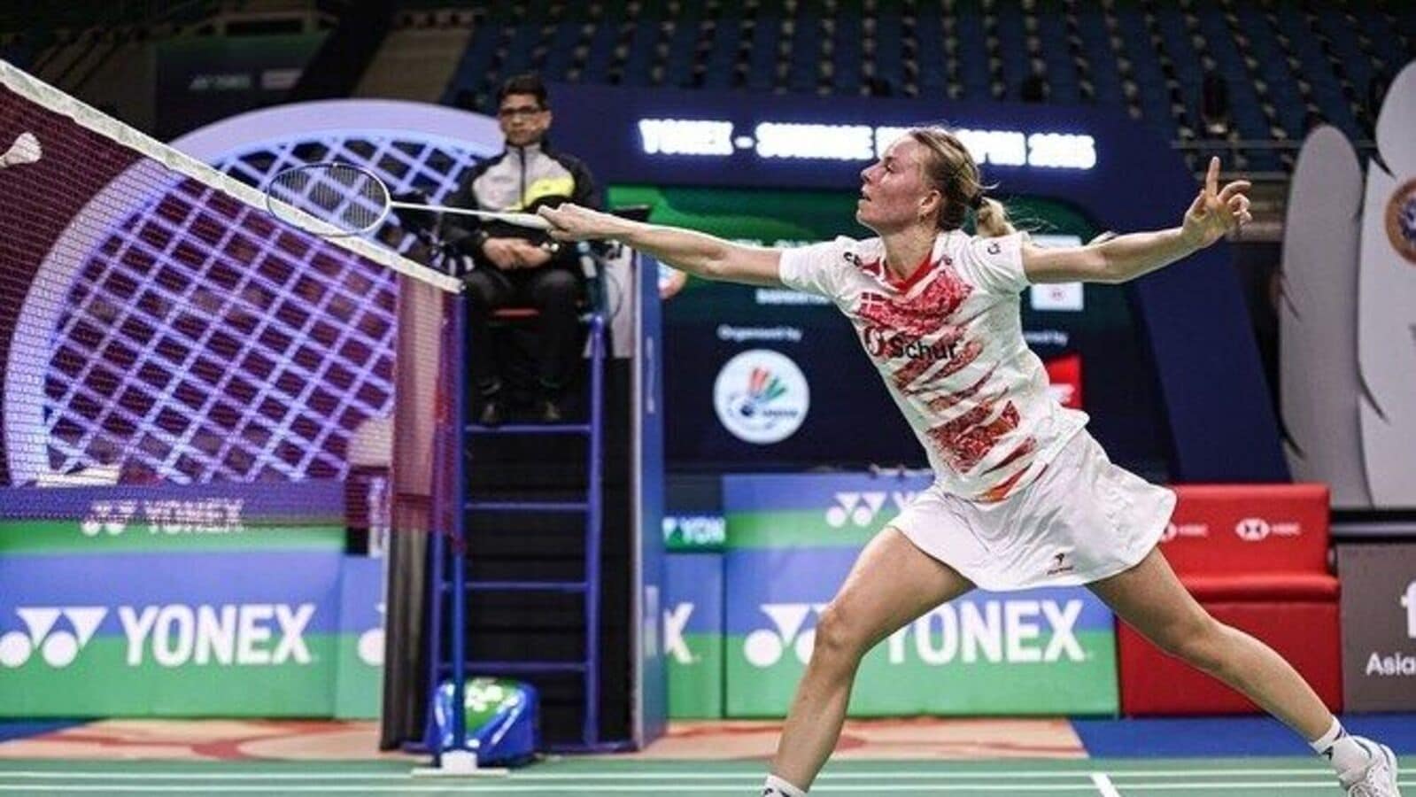 Mia Blichfeldt in action during India Open 2025.