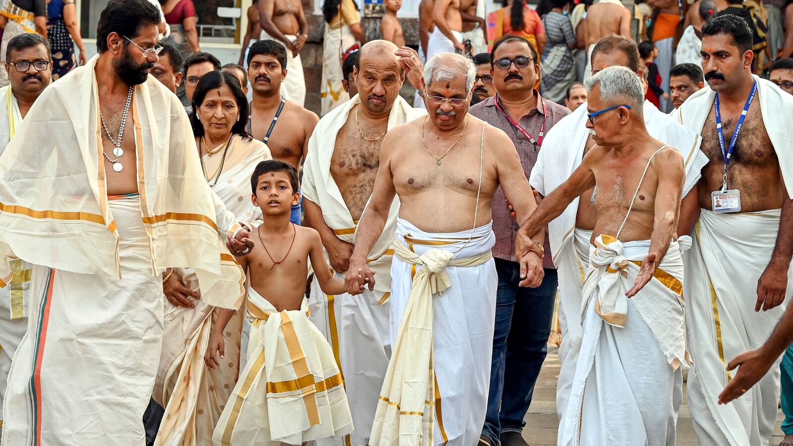 Kerala Governor Rajendra Vishwanath Arlekar returns after offering prayers at Sree Padmanabhaswamy Temple in Thiruvananthapuram.