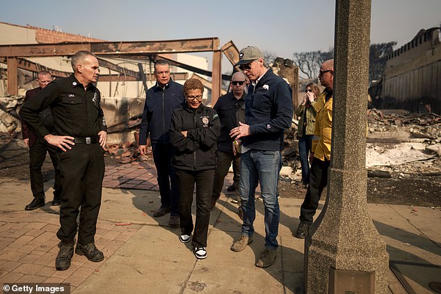 Bass eventually returned home Wednesday to survey the damage alongside fellow Democrat and California Governor Gavin Newsom