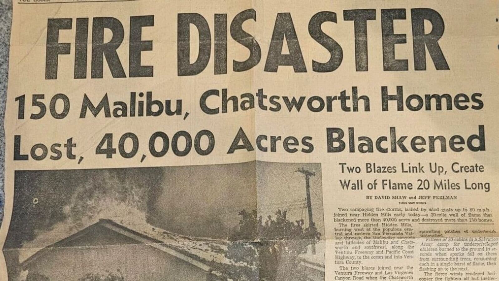 Los Angeles wildfire in 1970: Netizens react to 55-year-old newspaper, ’History really does repeat itself’