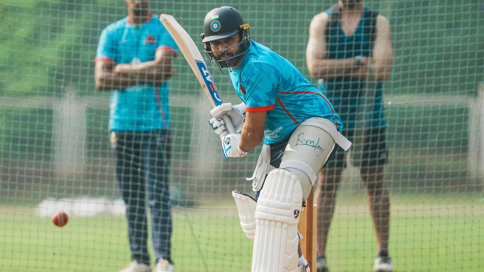 Rohit Sharma bats at Mumbai nets during a practice session on the eve of the Ranji Trophy match against Jammu & Kashmir.