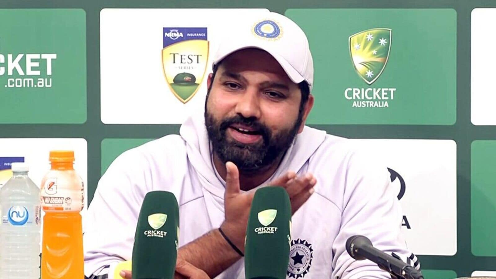 India captain Rohit Sharma addresses the media during a press conference in Australia. 